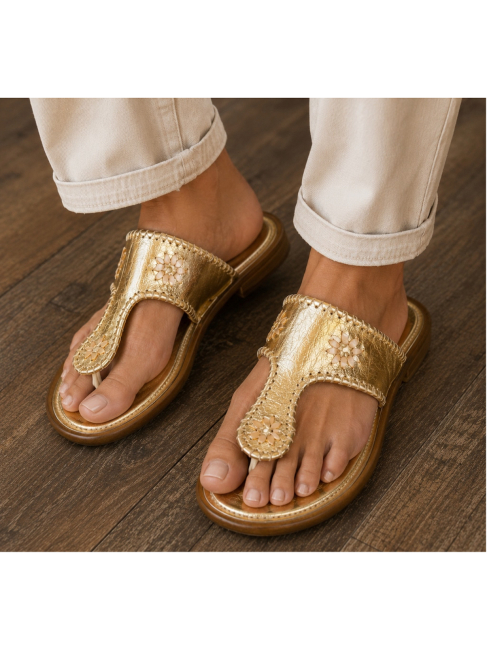 Women's Mila Pachi Silver Gold Leather Sandals Size 9 Summer